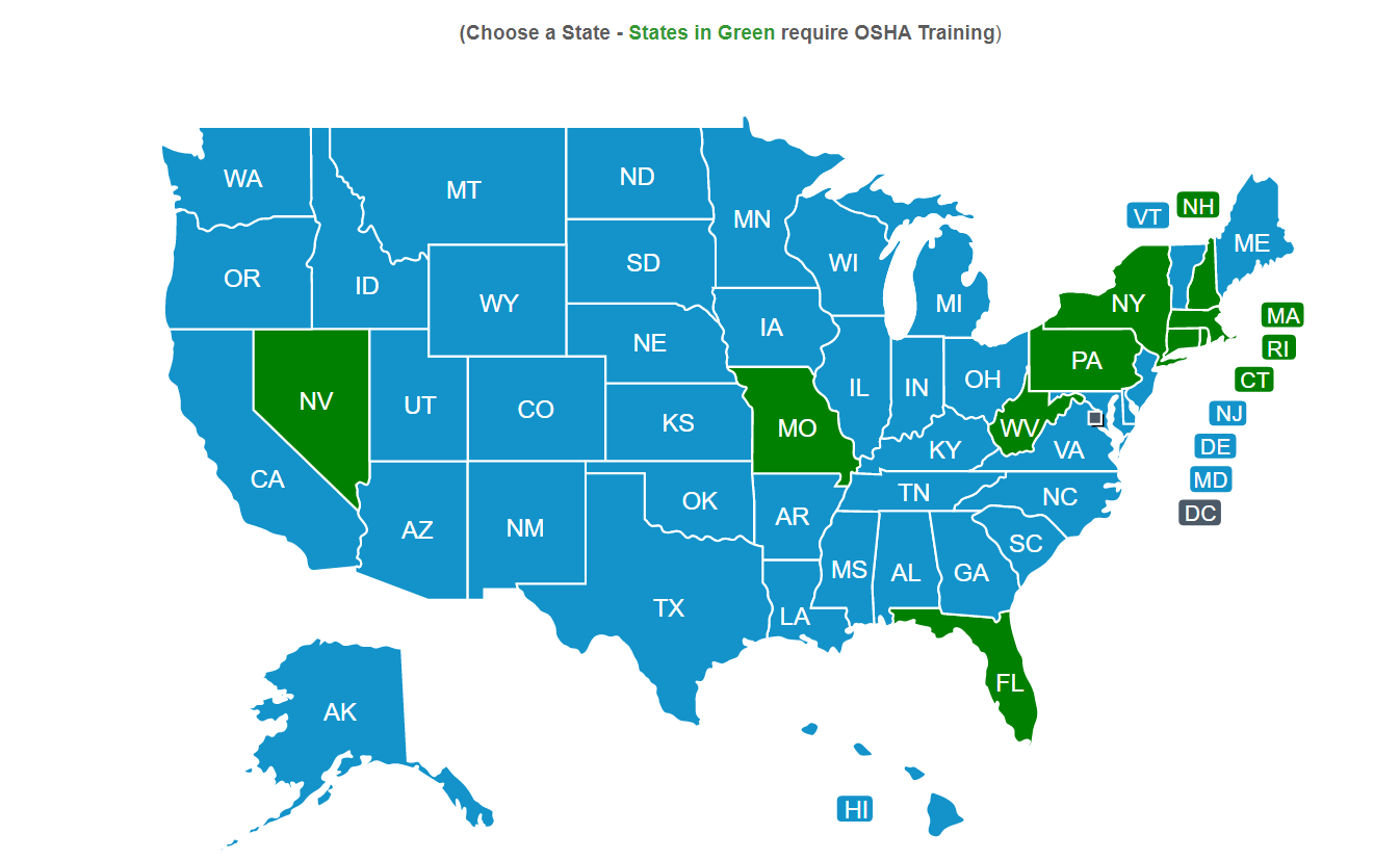 OSHA Training Requirements by State