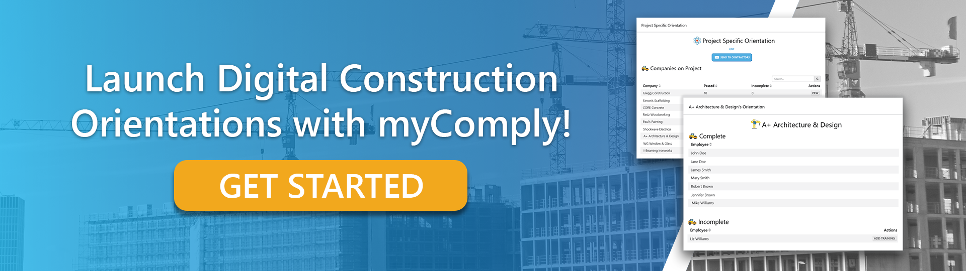 Launch Digital Construction Orientations with myComply