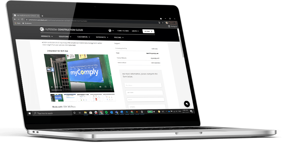 myComply integration in the Autodesk Construction Cloud