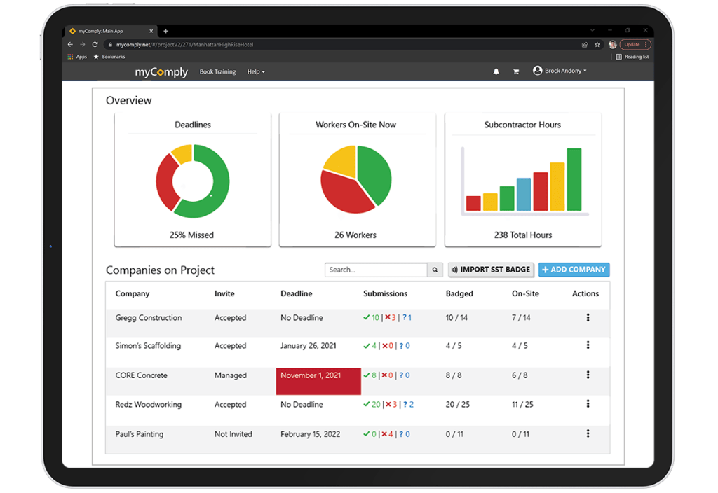 monitor projects with mycomply's projects pro