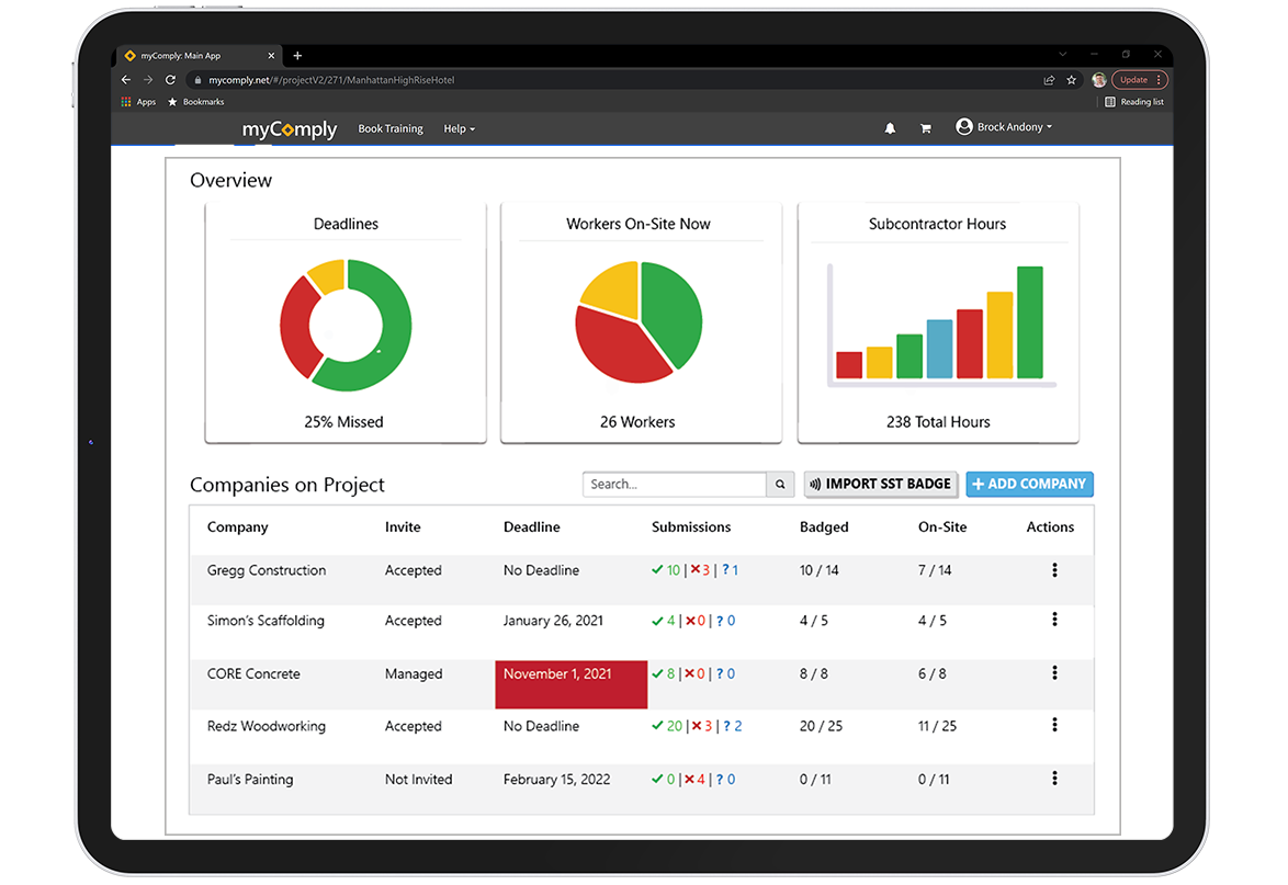 monitor projects with mycomply's projects pro