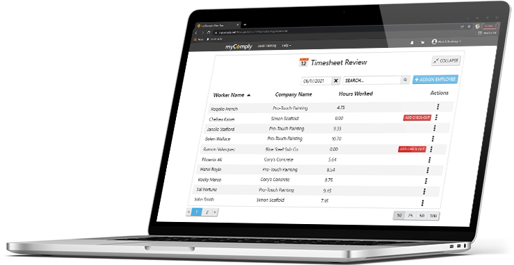 automate time and attendance data using myComply's projects pro
