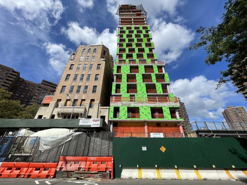 232 East Broadway Front while in construction