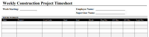 Free Construction Timesheet Templates (Excel PDF Word)