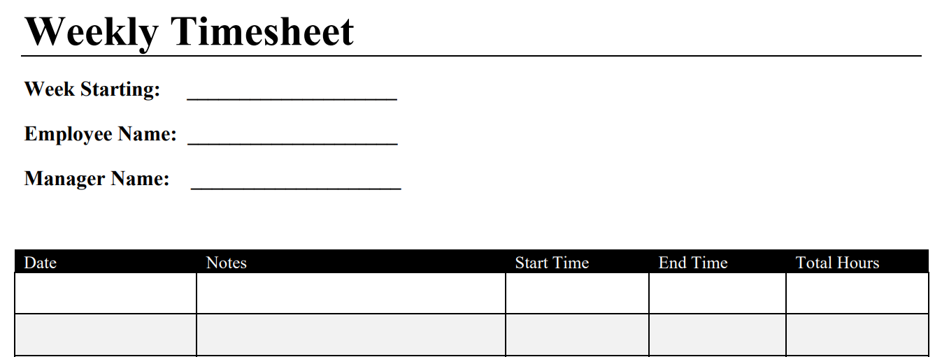 Free Construction Timesheet Templates (Excel PDF Word)